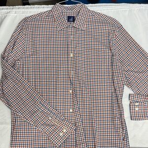 johnnie-O Orange and Blue Plaid Casual Shirt
